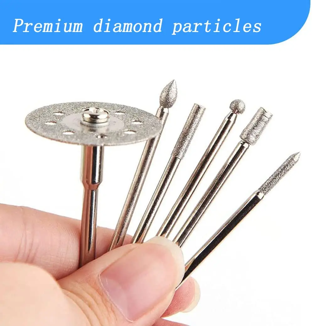 Luo ke Diamond Burr Set 20 Pcs & Grinding Wheel 5 Pcs | Various Shapes for Dremel Rotary Tools - view 3