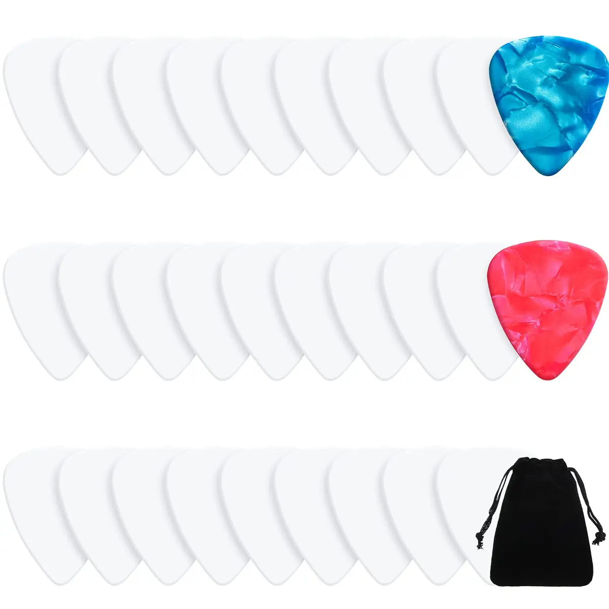 Maasechs Sublimation Blank Guitar Pick Set, 0.46mm, 0.71mm, 0.96mm | Customizable Aluminum Picks for Guitar & Bass - main product image