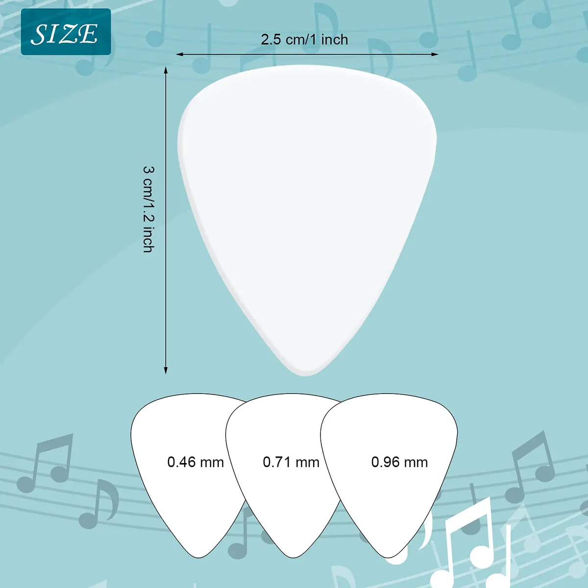 Maasechs Sublimation Blank Guitar Pick Set, 0.46mm, 0.71mm, 0.96mm | Customizable Aluminum Picks for Guitar & Bass - view 7