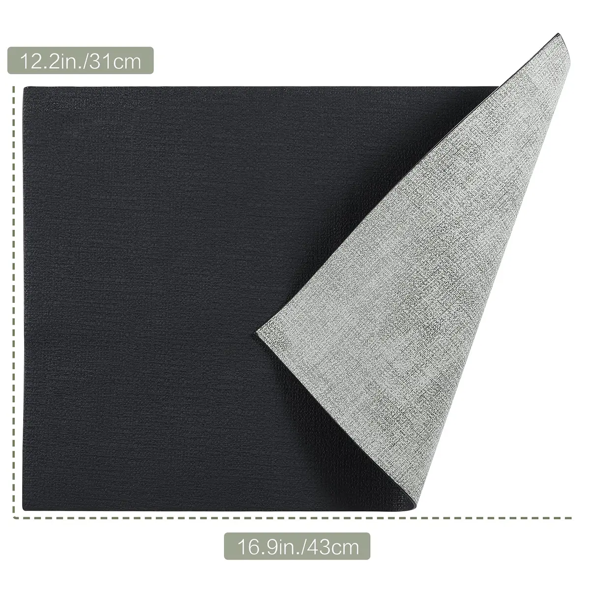 SUEH DESIGN Leather Placemats Set of 6, Black & Gray | Reversible Non-Slip Table Mats for Dining Kitchen - view 8