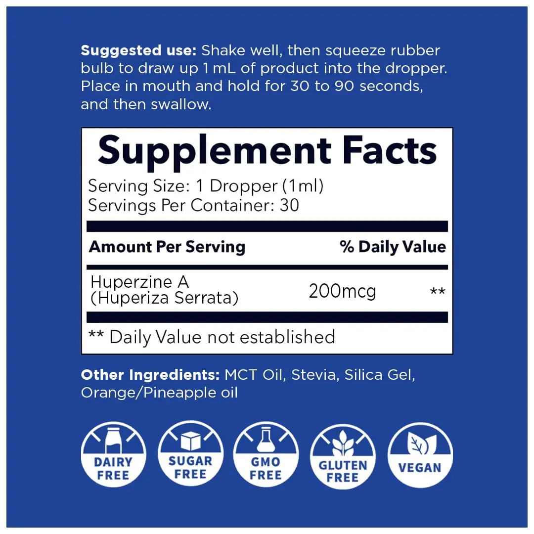 Nanoceutical Solutions Huperzine A Liquid Drops | Memory & Focus Support | 200 mcg per Serving, 30 Servings | Made in USA - view 2