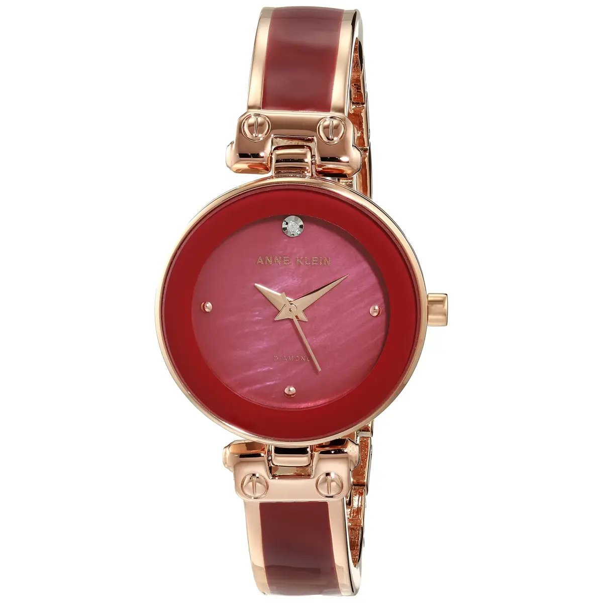 Anne Klein Women's Rose Gold-Tone Bangle Watch with Diamond Dial | 28mm Case - main product image
