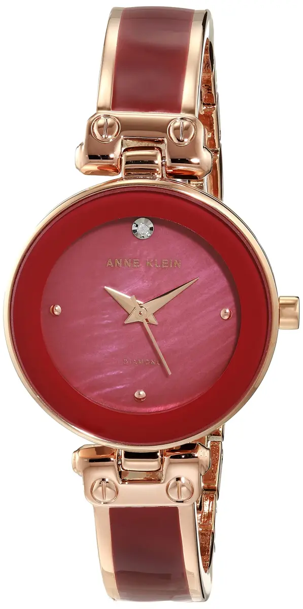Anne Klein Women's Rose Gold-Tone Bangle Watch with Diamond Dial | 28mm Case - main product image