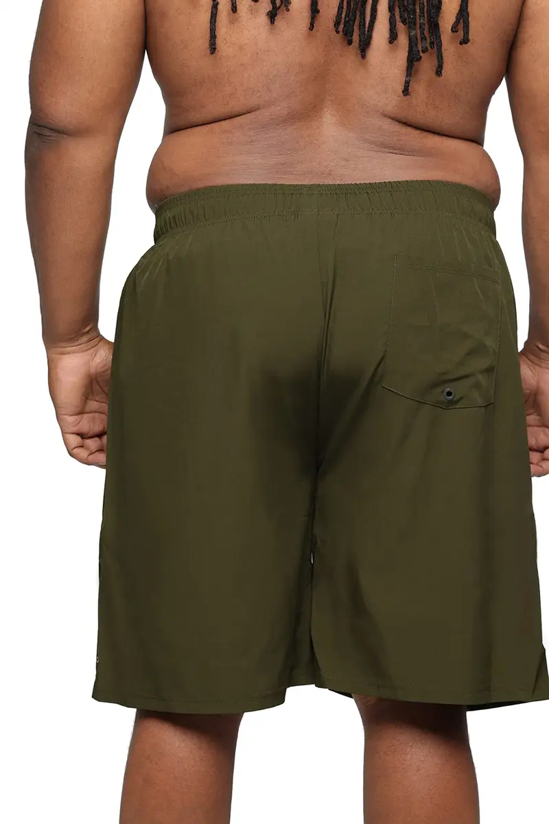 HOdo Big & Tall Swim Trunks 11 inch Army Green | Quick-Dry 4-Way Stretch Water Shorts for Men Plus Size 2X-7X - view 3