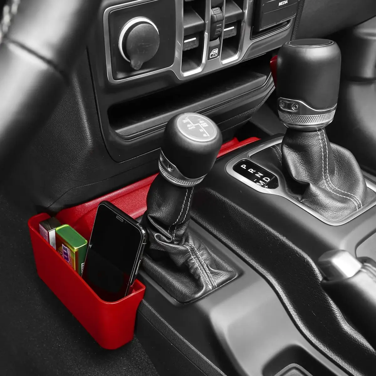 RT-TCZ Red Caddy for Jeep Wrangler JL JLU Gladiator JT 2018-2024 2-Pack | Organizes Phones, Change, and Small Items - view 7