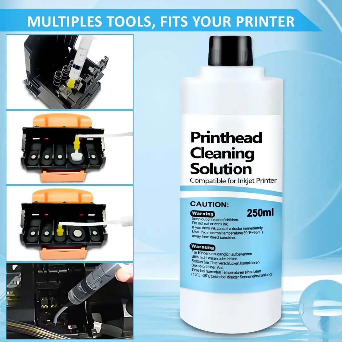 Wawocs Universal Inkjet Printer Cleaning Kit 250ml (8.45 Fl Oz) | Cleans Epson, HP, Canon Printheads - view 5