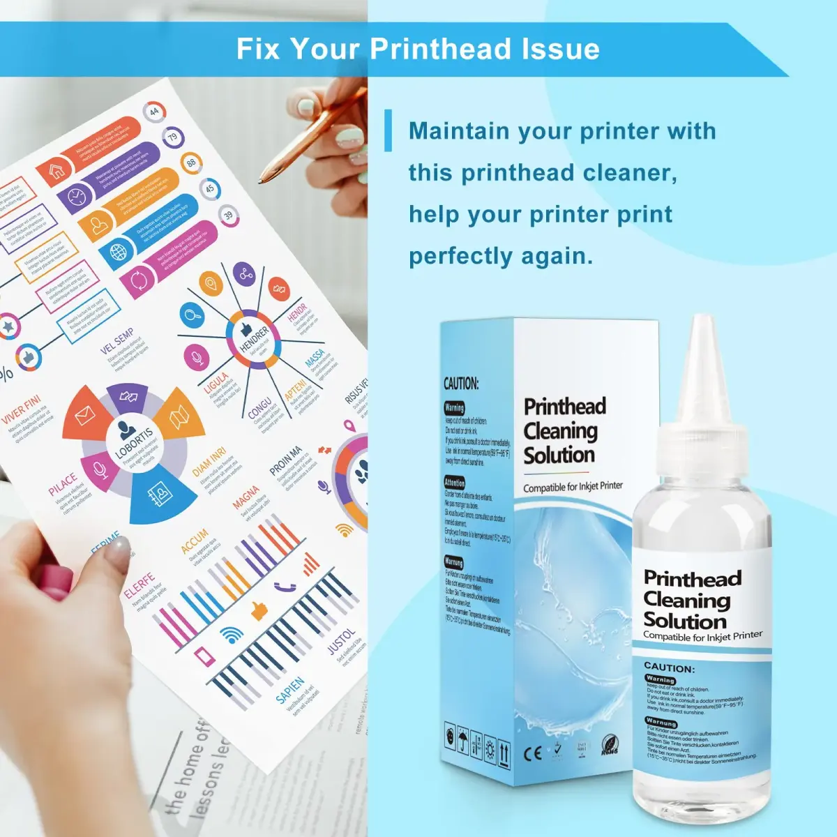 Wawocs Universal Inkjet Printer Cleaning Kit 250ml (8.45 Fl Oz) | Cleans Epson, HP, Canon Printheads - view 6