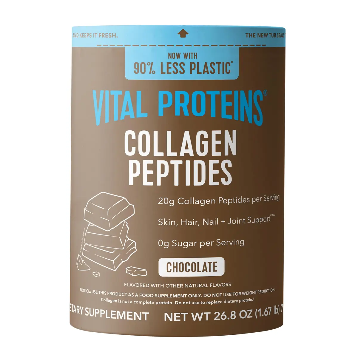 Vital Proteins Collagen Peptides Powder Chocolate 26.8oz (800ml) | Supports Hair Skin Nails Joints - main product image
