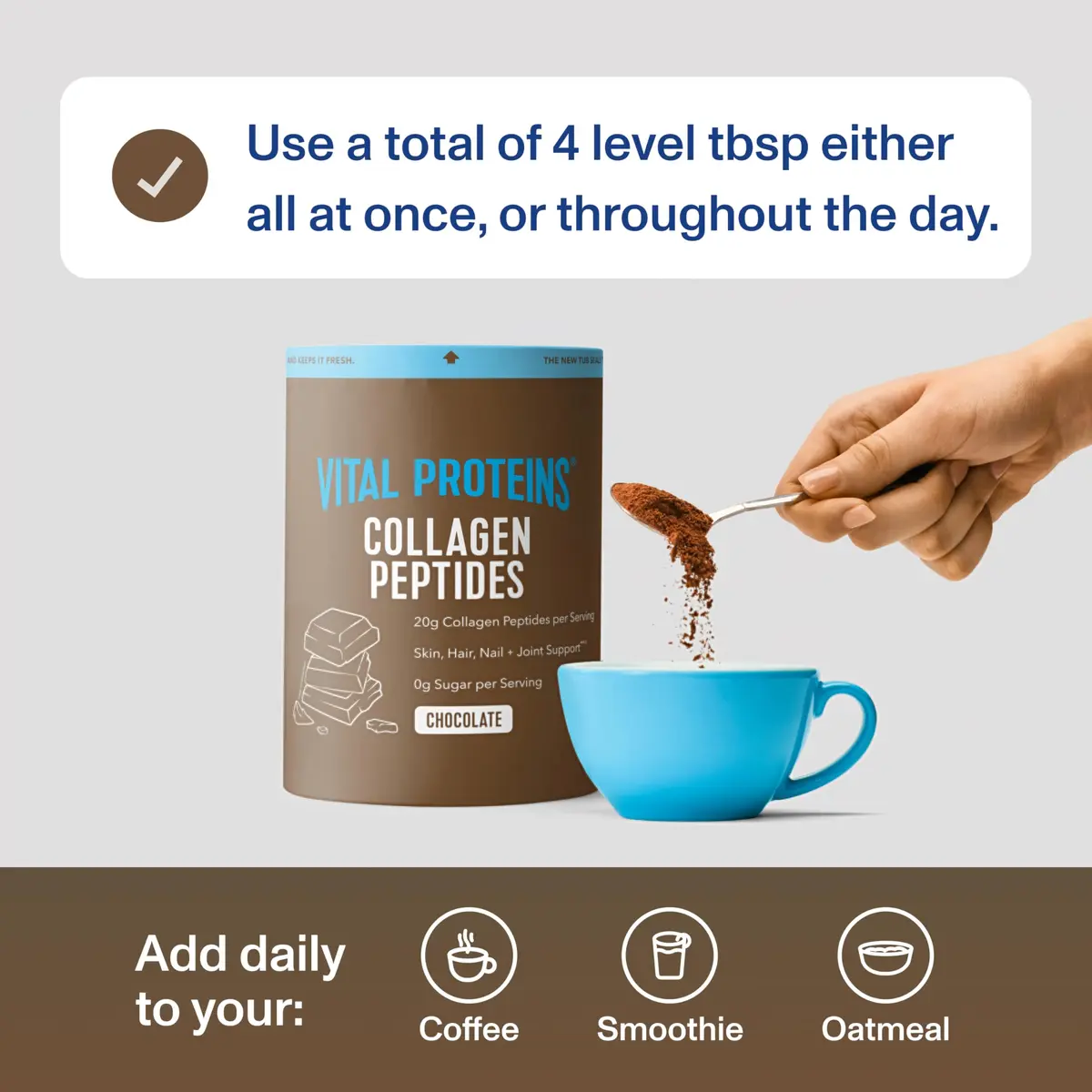 Vital Proteins Collagen Peptides Powder Chocolate 26.8oz (800ml) | Supports Hair Skin Nails Joints - view 8