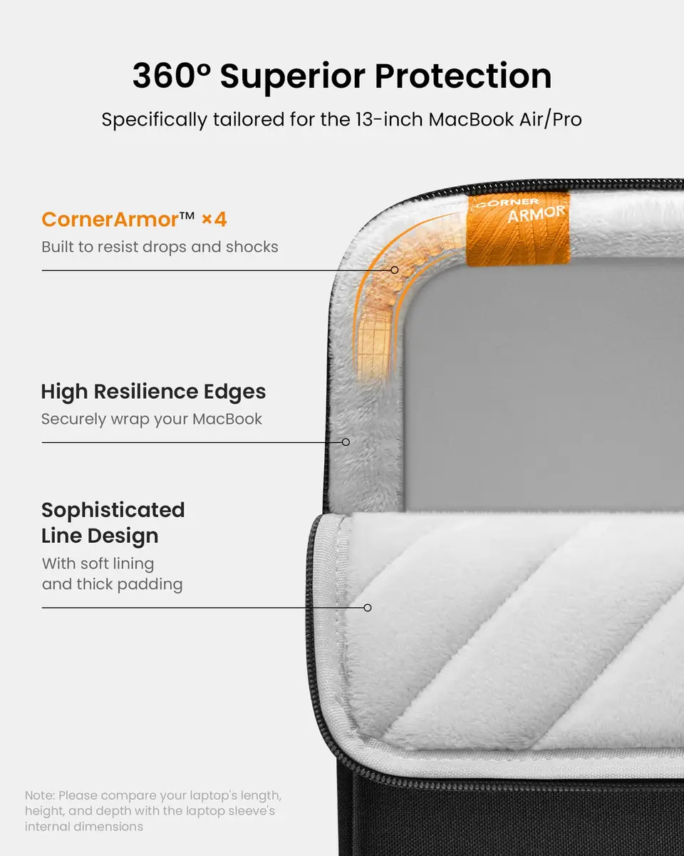 tomtoc 360 Protective Laptop Sleeve Kit for 13-inch MacBook Air M5/A3449 | Military-Grade Shock & Drop Protection - view 5