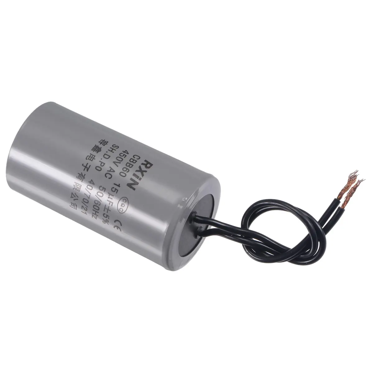 uxcell CBB60 Run Capacitor 15uF 450V AC 2 Wires Cylinder 74x38mm for Air Compressor Water Pump Motor | 15uF Polypropylene - view 4