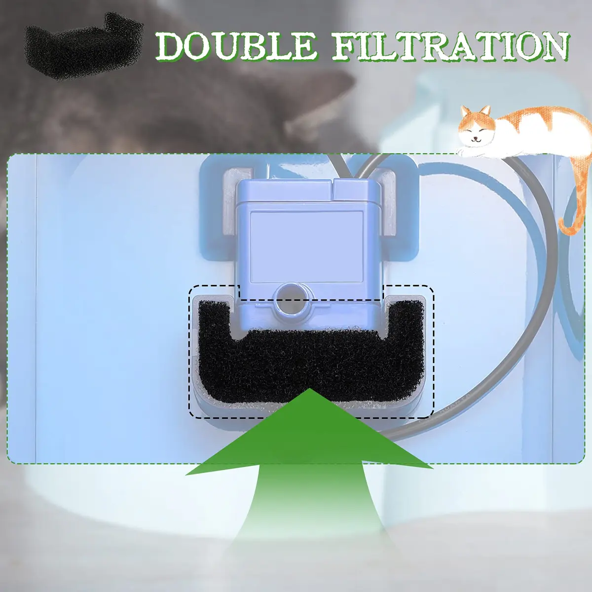 Outus Sponge Filters for Cat Dog Water Fountain Replacement, 16 Pieces | Efficient Impurity Filtration for Pet Water - view 2
