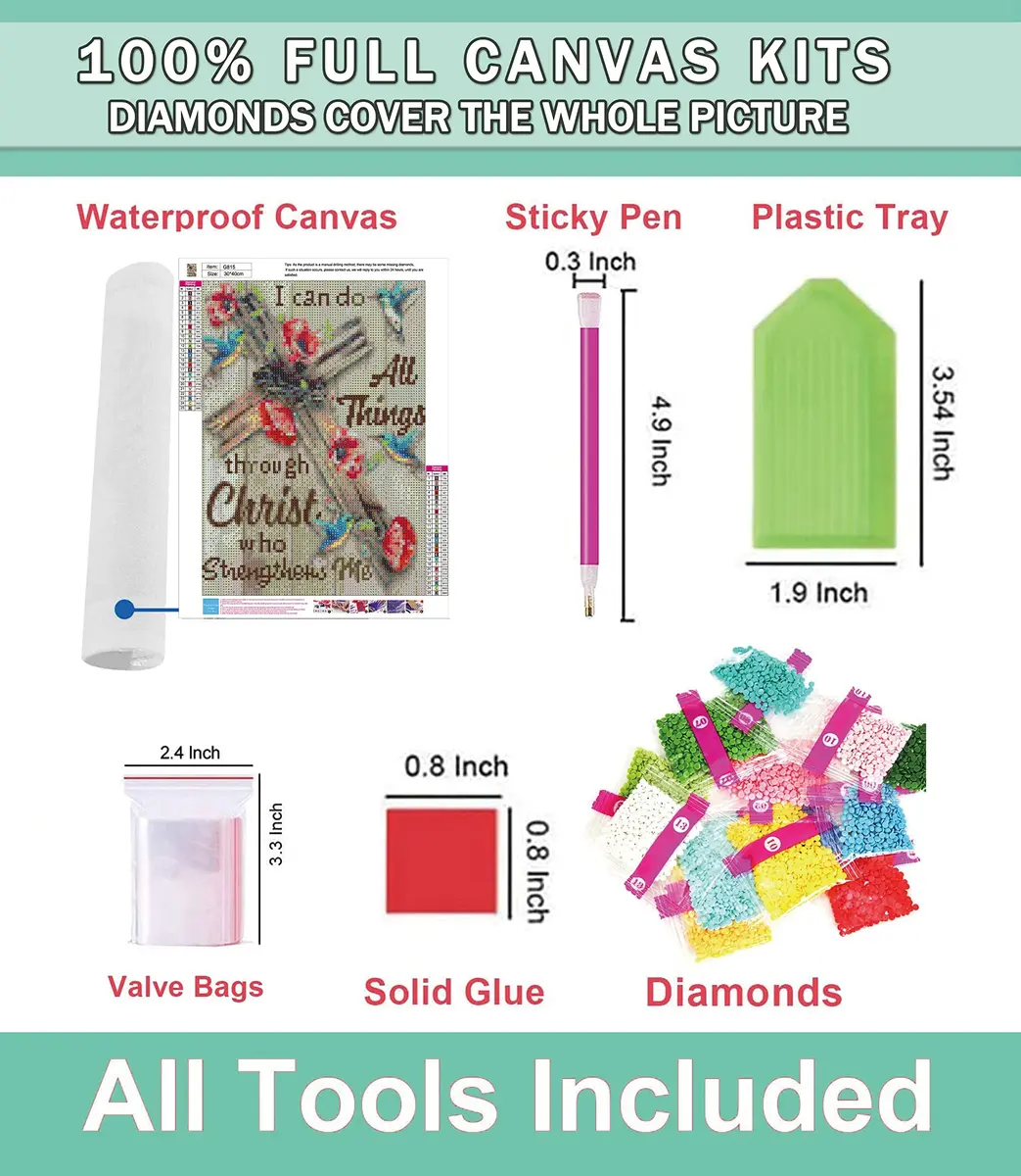 Clendo Christ Diamond Painting Kit for Adults, 5D Full Drill Resin Gem Art with Crucifix Design, 30x40cm | DIY Craft for Home Wall Decor - view 7