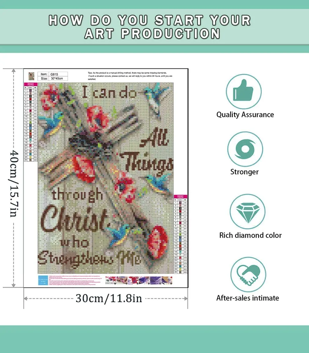 Clendo Christ Diamond Painting Kit for Adults, 5D Full Drill Resin Gem Art with Crucifix Design, 30x40cm | DIY Craft for Home Wall Decor - view 3