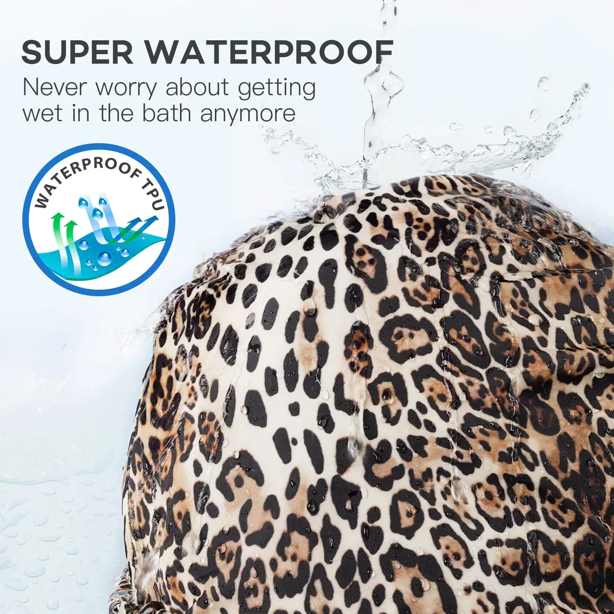 INNELO Shower Cap for Women Reusable Waterproof, Double Layer, Satin Lined | Keeps Hair Dry & Stylish (70-120 chars) - view 2