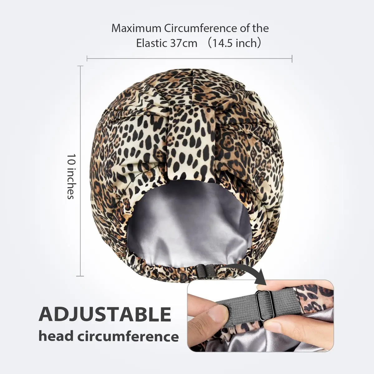 INNELO Shower Cap for Women Reusable Waterproof, Double Layer, Satin Lined | Keeps Hair Dry & Stylish (70-120 chars) - view 3