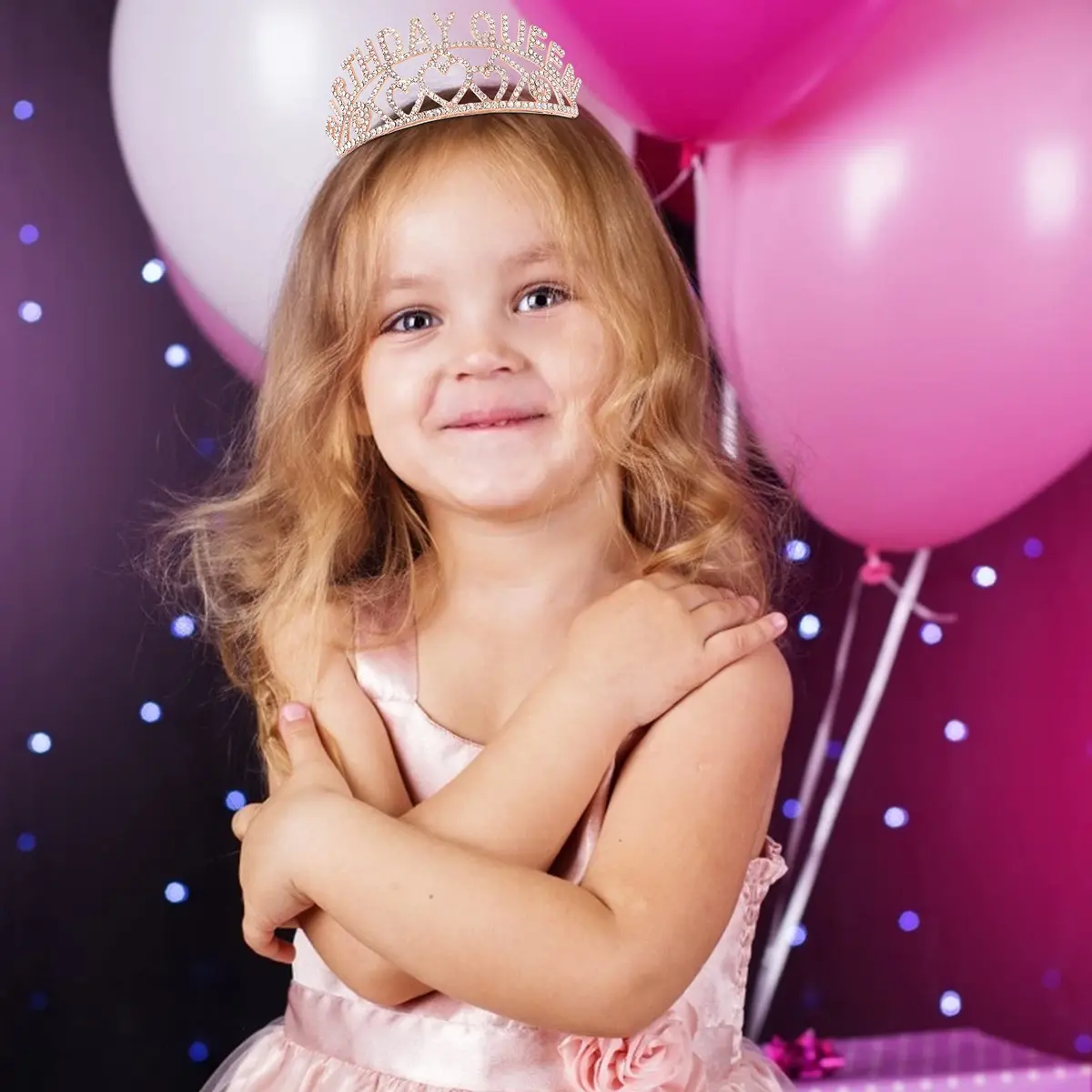 CIEHER Birthday Queen Sash & Rhinestone Tiara Kit - Rose Gold Crown with Combs for Women - Elegant Princess Tiara for Birthday Party Decorations and Gift - view 5