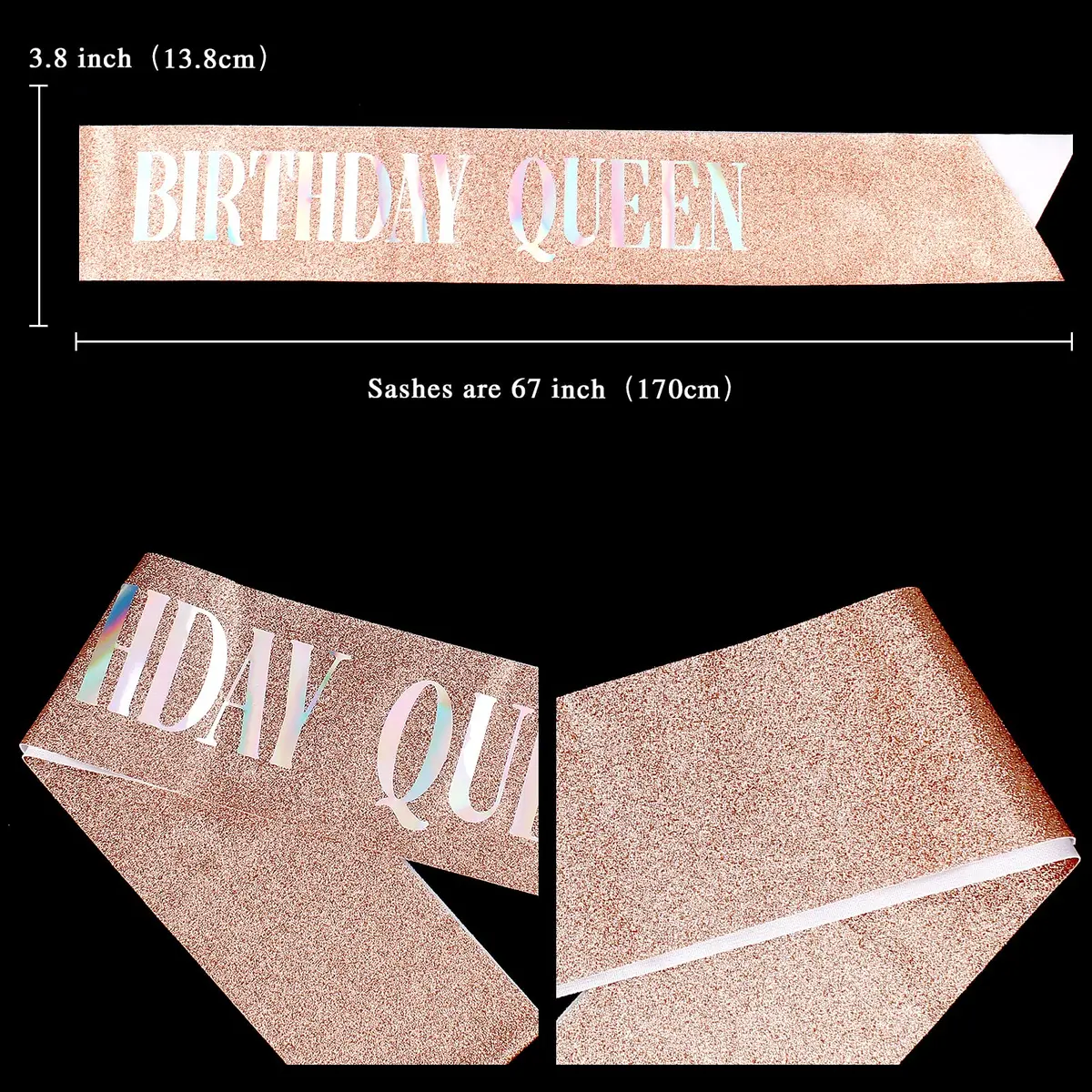 CIEHER Birthday Queen Sash & Rhinestone Tiara Kit - Rose Gold Crown with Combs for Women - Elegant Princess Tiara for Birthday Party Decorations and Gift - view 4