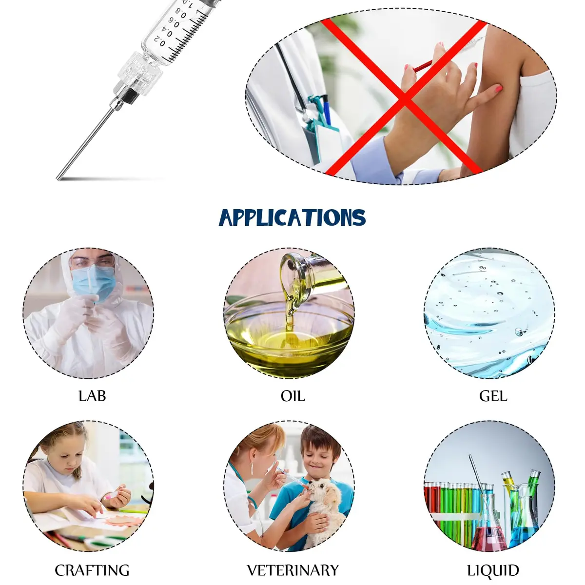 Nuanchu 12 Pack 1ml Glass Syringes with Blunt Needles | Industrial & Artistic Use, Non-Medical - view 5