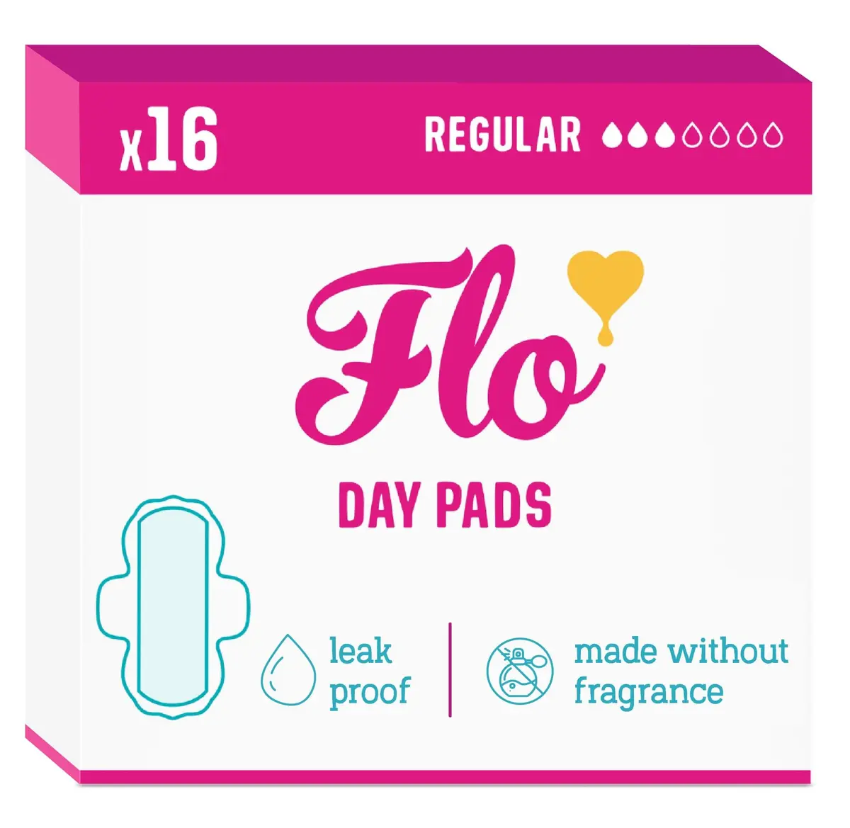 FLO Organic Bamboo Day Pads 16 Count (16 pads) | Dermatologist Tested for Sensitive Skin - main product image