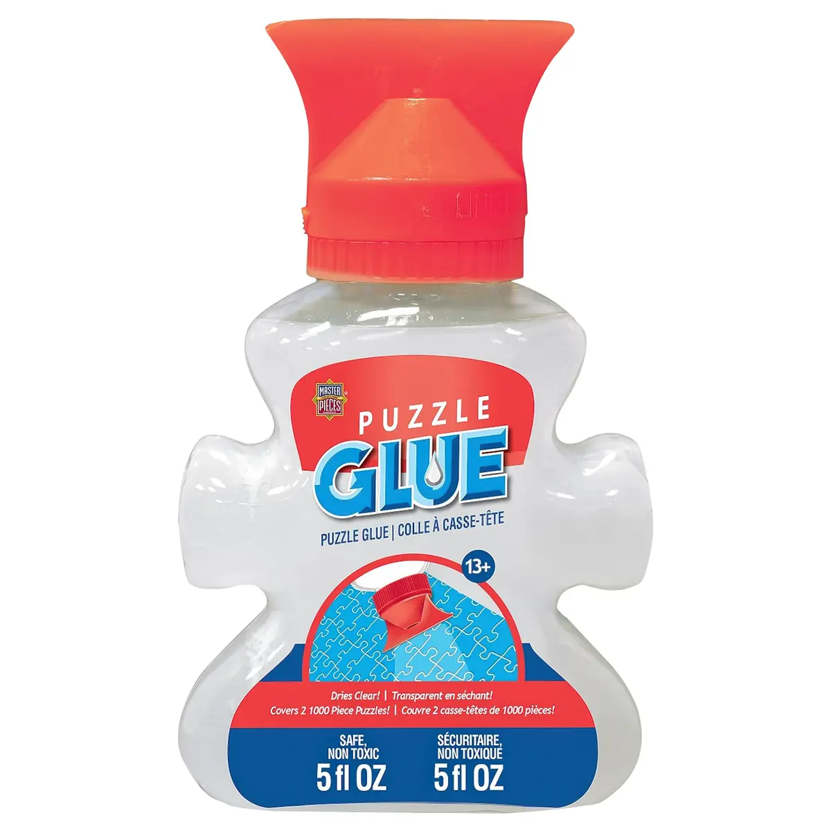 Masterpieces Puzzle Glue 5oz Shaped Bottle - Clear - Vibrant Artwork & Durable Pieces for Teens & Adults - main product image
