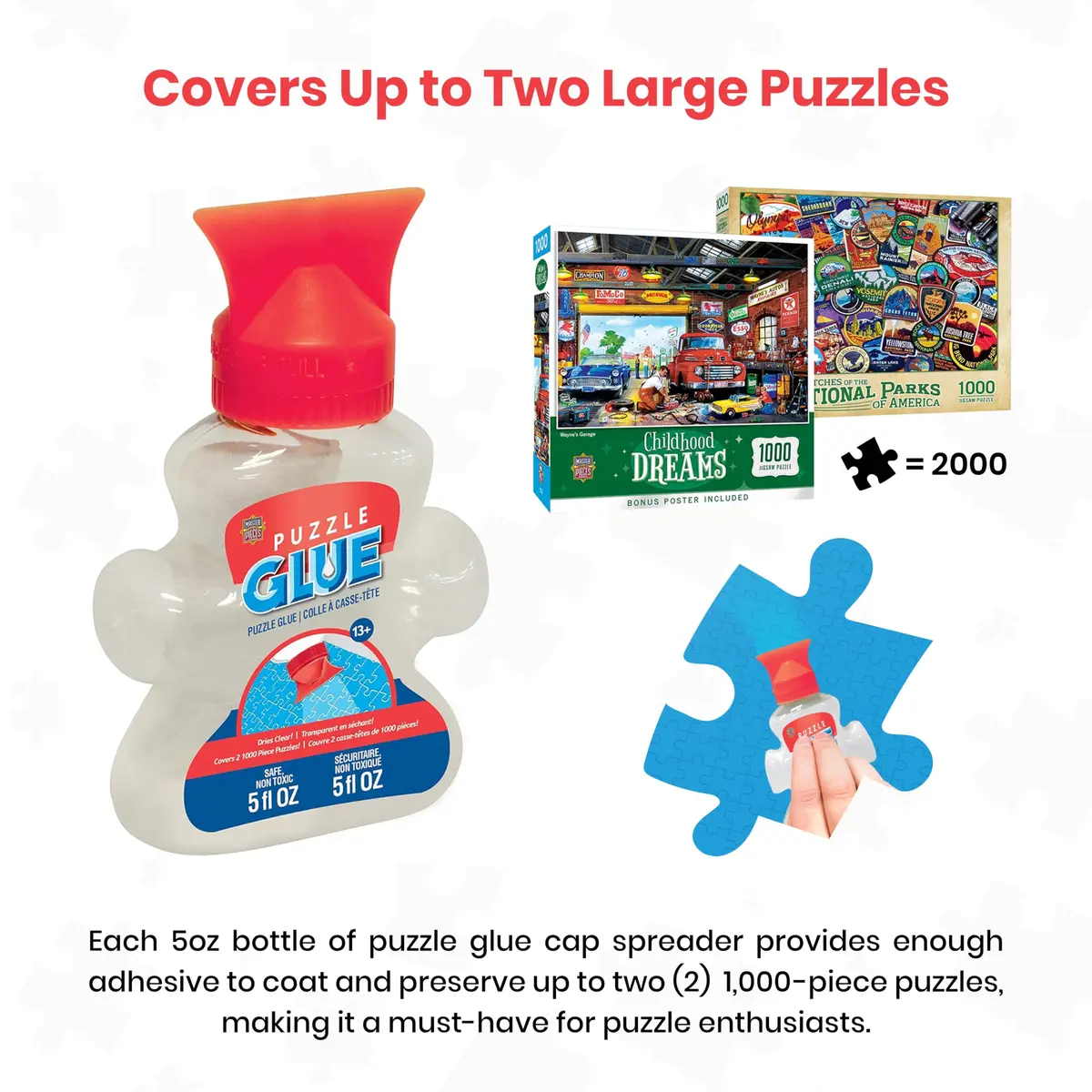 Masterpieces Puzzle Glue 5oz Shaped Bottle - Clear - Vibrant Artwork & Durable Pieces for Teens & Adults - view 4