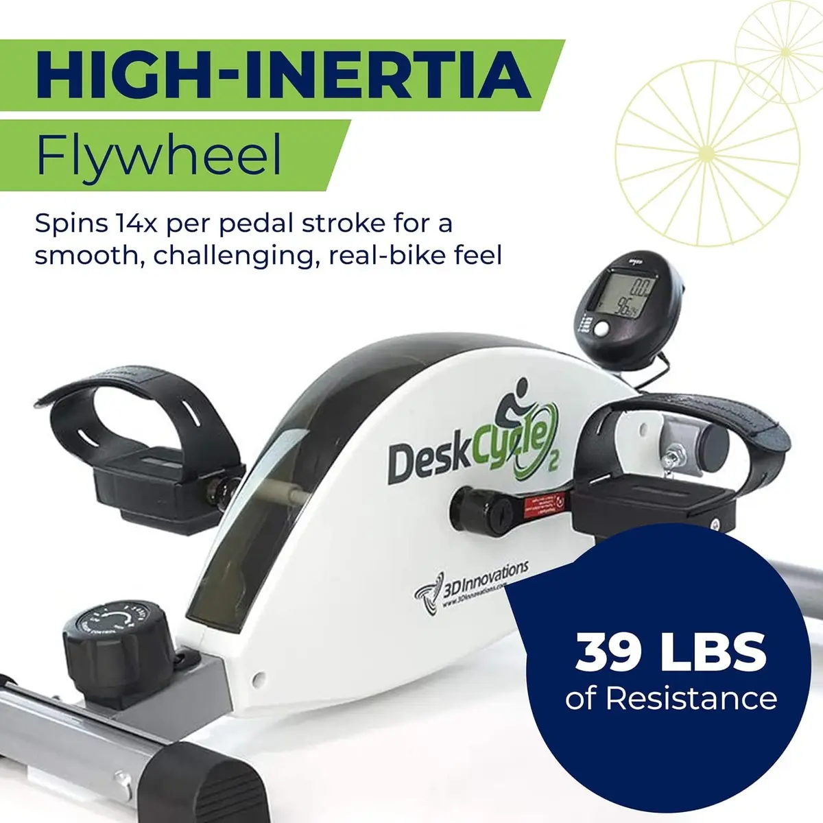 DeskCycle 2 Under Desk Bike Pedal Exerciser | Whisper-Quiet, Adjustable Resistance, Low Pedal Height - view 4