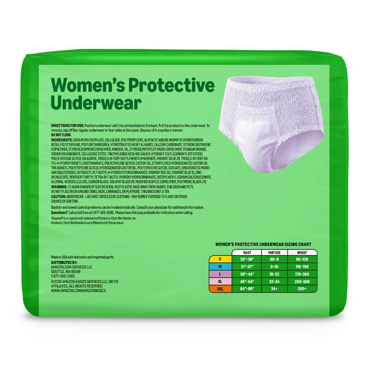 Amazon Basics Postpartum Incontinence Underwear for Women, Maximum Absorbency, XL Lavender, 45 Count | Dri-Fit Technology for Leak Protection - view 7