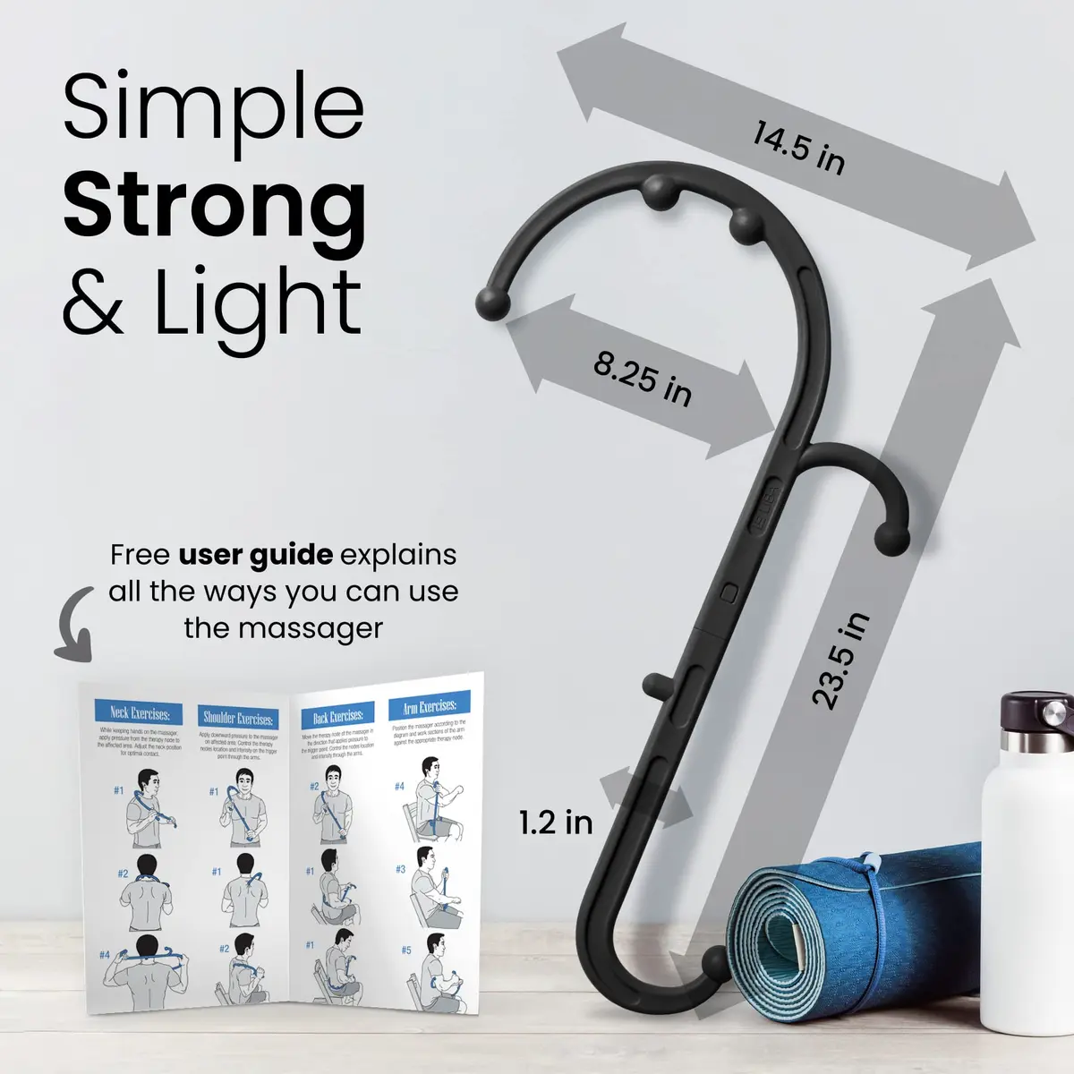 LiBa Trigger Point Cane Massager for Back and Neck | 36.83 cm (14.5 in) Deep Tissue Muscle Knot Relief - view 7
