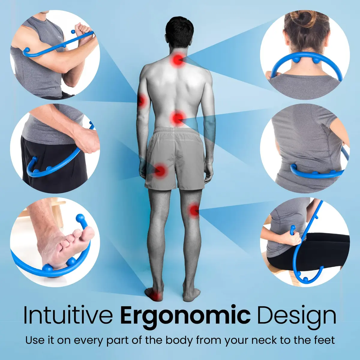 LiBa Trigger Point Back and Neck Massager 2-Pack Blue | Deep Tissue Muscle Knot Relief - view 5