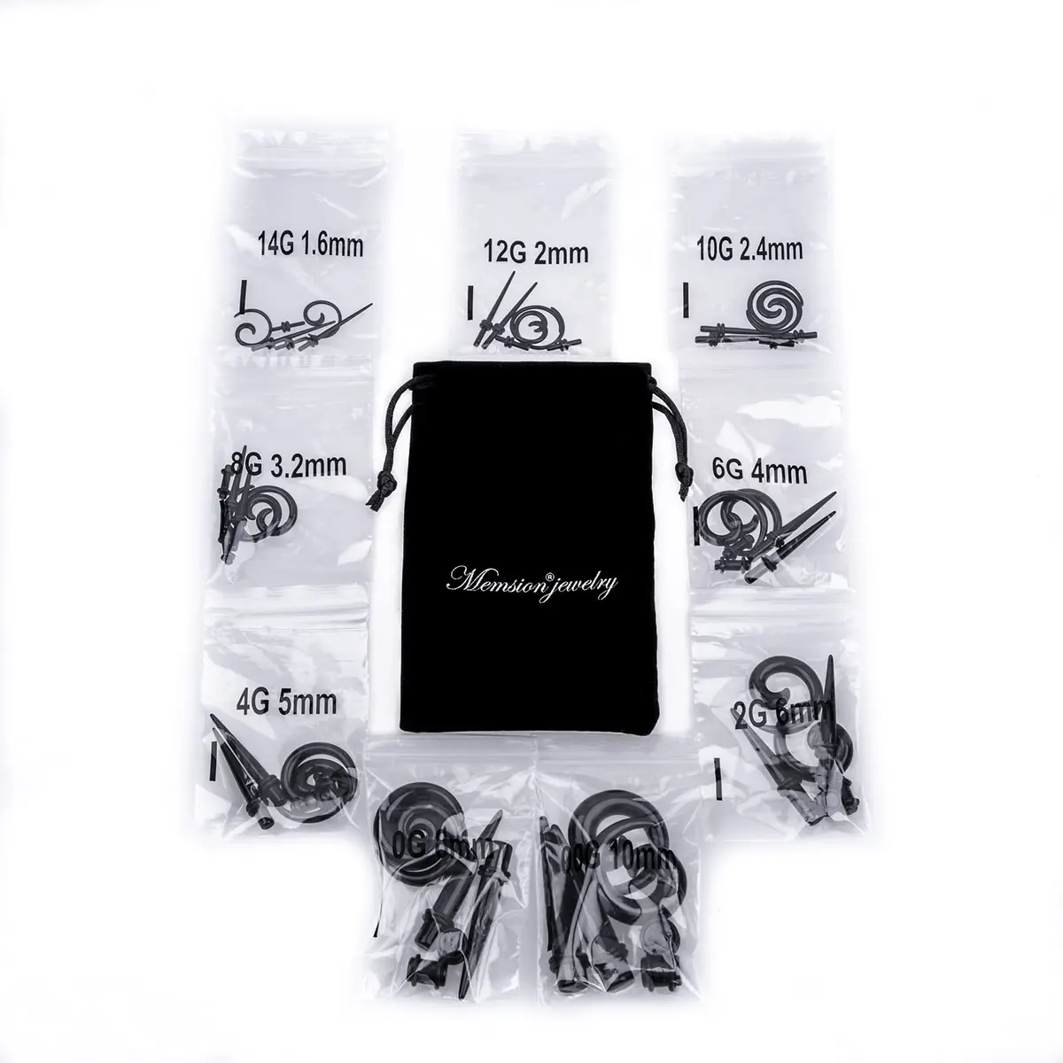 Memsion Ear Stretching Kit Gauges for Ears 14G-00G | Acrylic Expander Set for Healthy Ear Piercing - view 7