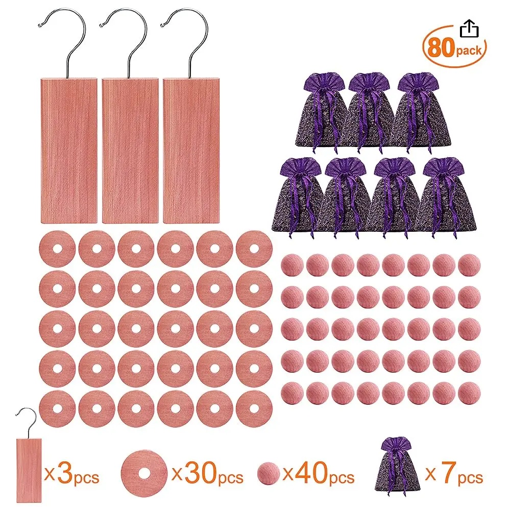 Cedar Space Cedar Blocks for Clothes Storage, 80PCS Cedar Chips with Sachets | Natural Moth Repellent for Closets & Drawers - view 2