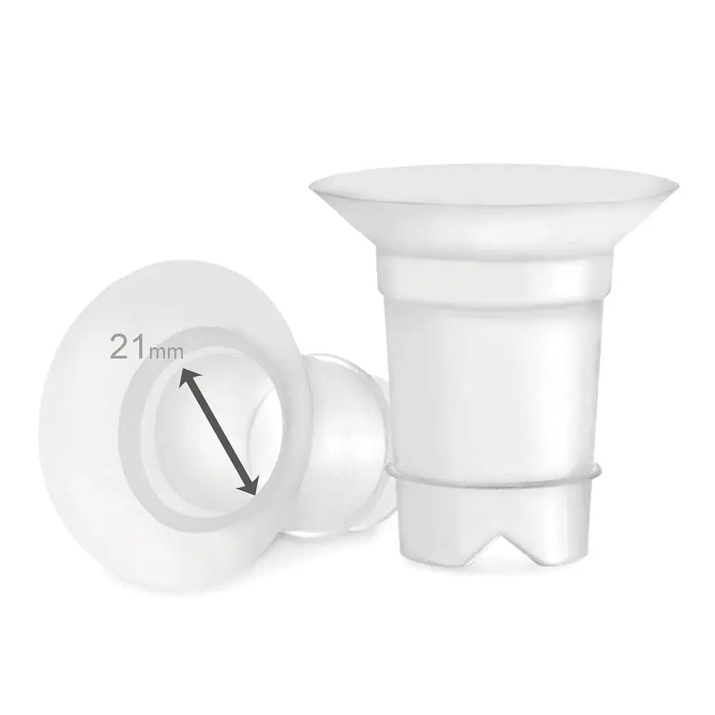 Maymom 21 mm Flange Insert for Medela & Spectra Shields | Reduces Nipple Tunnel to 21 mm (2-Pack, Semi-Clear) - main product image