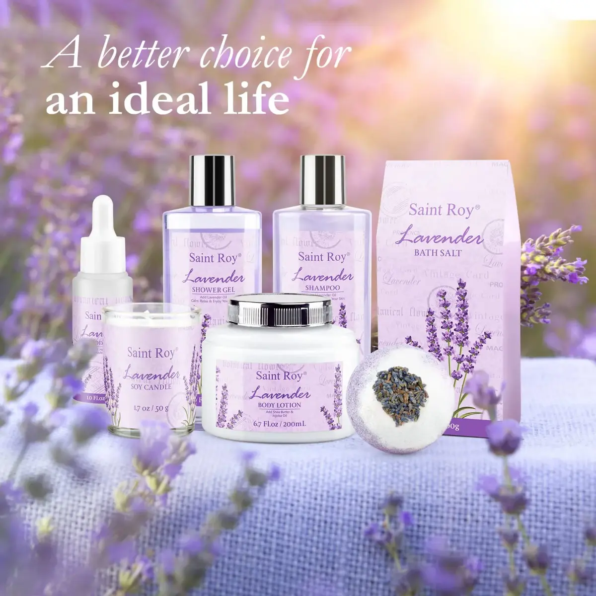Saint Roy Lavender Spa Gift Basket for Women | 10-Piece Bath & Body Set with Shea Butter & Vitamin E - view 6