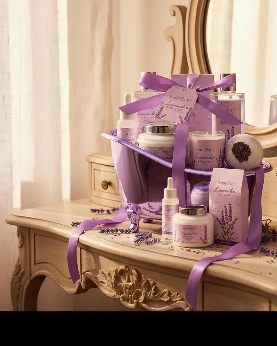 Saint Roy Lavender Spa Gift Basket for Women | 10-Piece Bath & Body Set with Shea Butter & Vitamin E - view 7