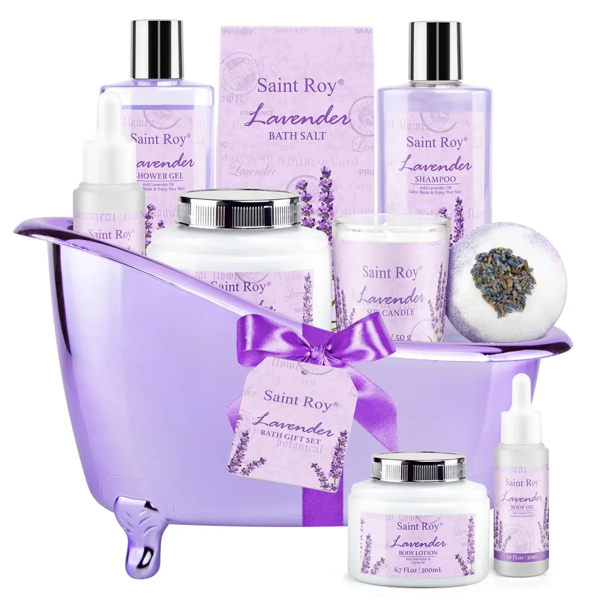 Saint Roy Lavender Spa Gift Basket for Women | 10-Piece Bath & Body Set with Shea Butter & Vitamin E - view 9