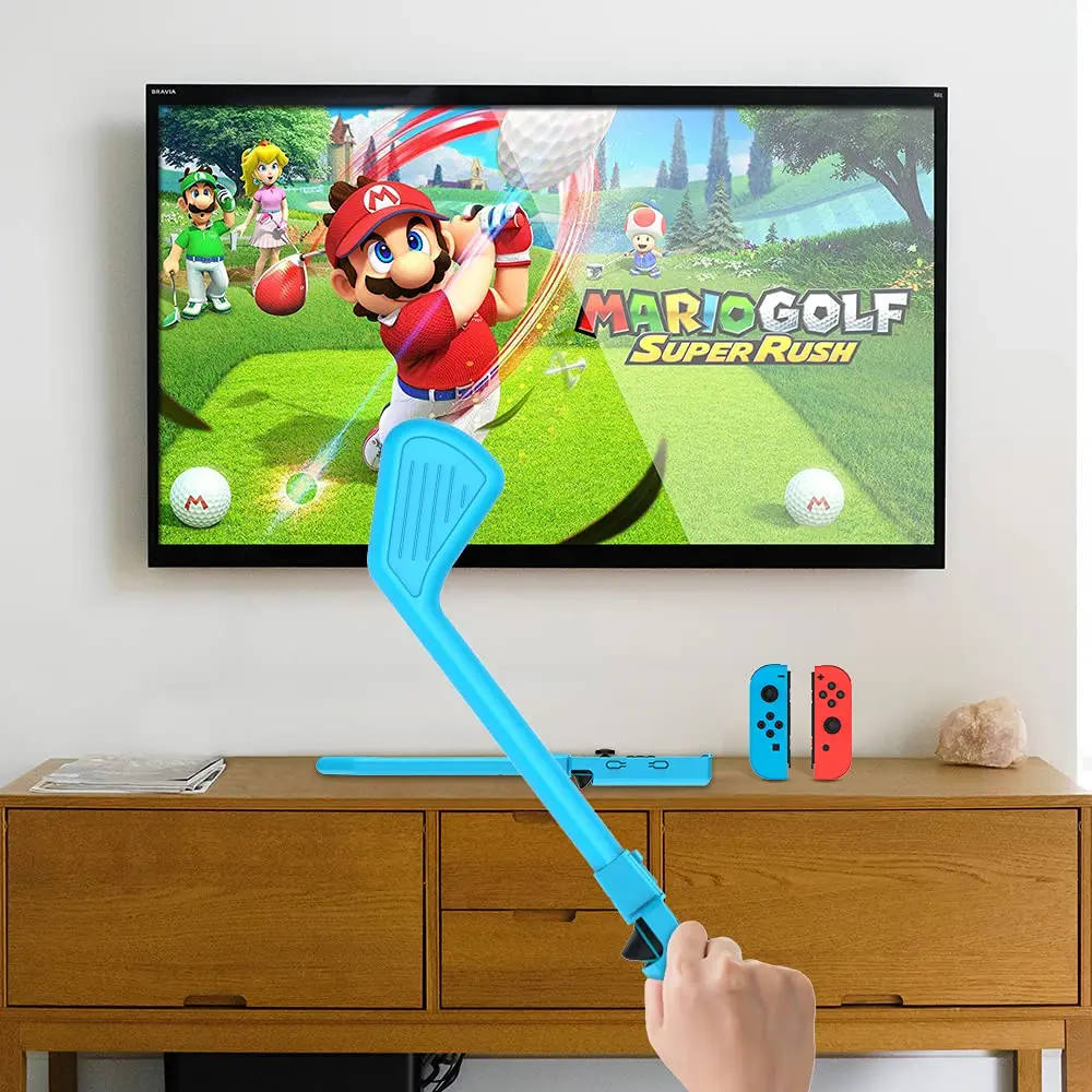 Uxilep Mario Golf Switch Joy-Con Accessories 2 Pack | Mini Hand Grip & Wrist Strap (Red & Blue) - view 7