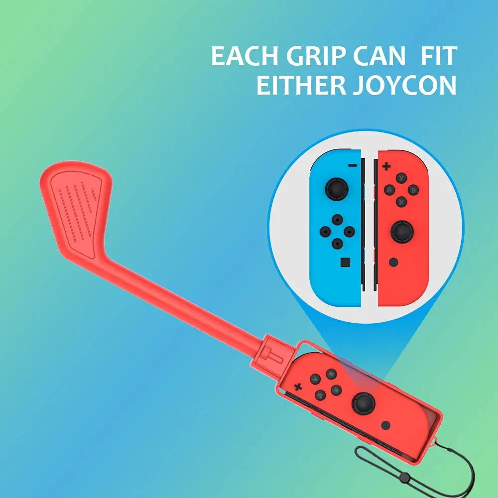 Uxilep Mario Golf Switch Joy-Con Accessories 2 Pack | Mini Hand Grip & Wrist Strap (Red & Blue) - view 2