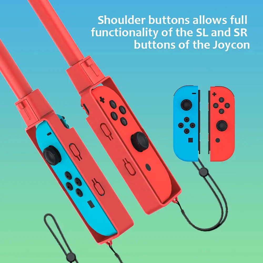 Uxilep Mario Golf Switch Joy-Con Accessories 2 Pack | Mini Hand Grip & Wrist Strap (Red & Blue) - view 4