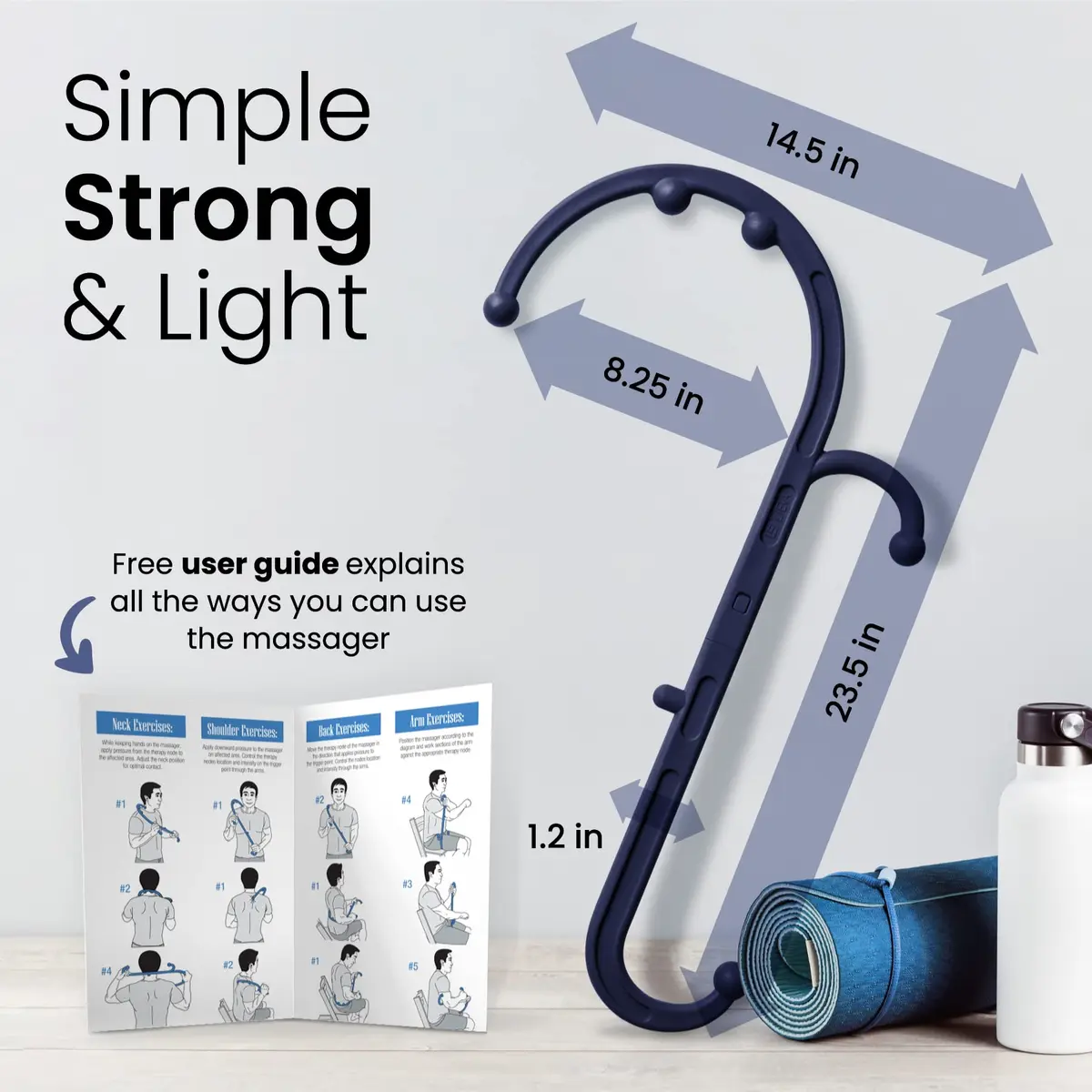 LiBa Trigger Point Hook Massager Navy | Deep Tissue Muscle Knot Relief for Neck, Back, and Full Body - view 7