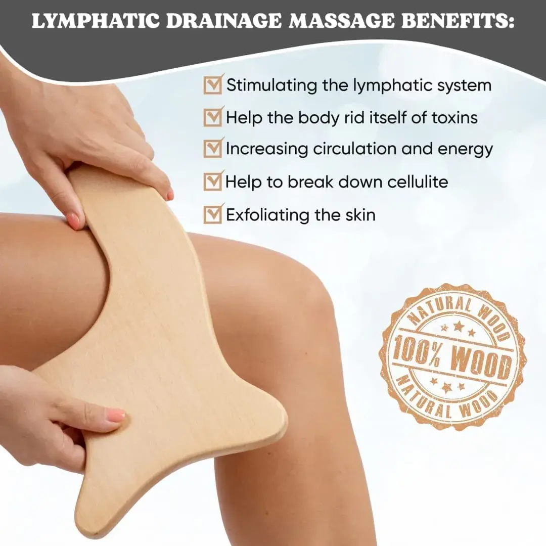 GustoGoods Lymphatic Drainage Paddle & Dry Skin Brush Set | 12 inch (30.48 cm) Paddle, Natural Bristle Brush - view 2