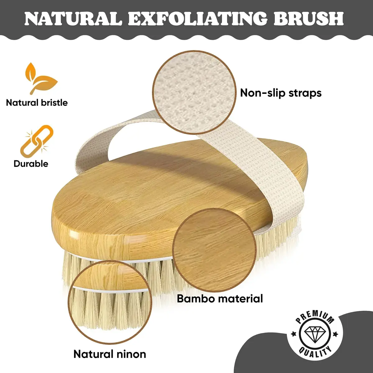 GustoGoods Lymphatic Drainage Paddle & Dry Skin Brush Set | 12 inch (30.48 cm) Paddle, Natural Bristle Brush - view 4