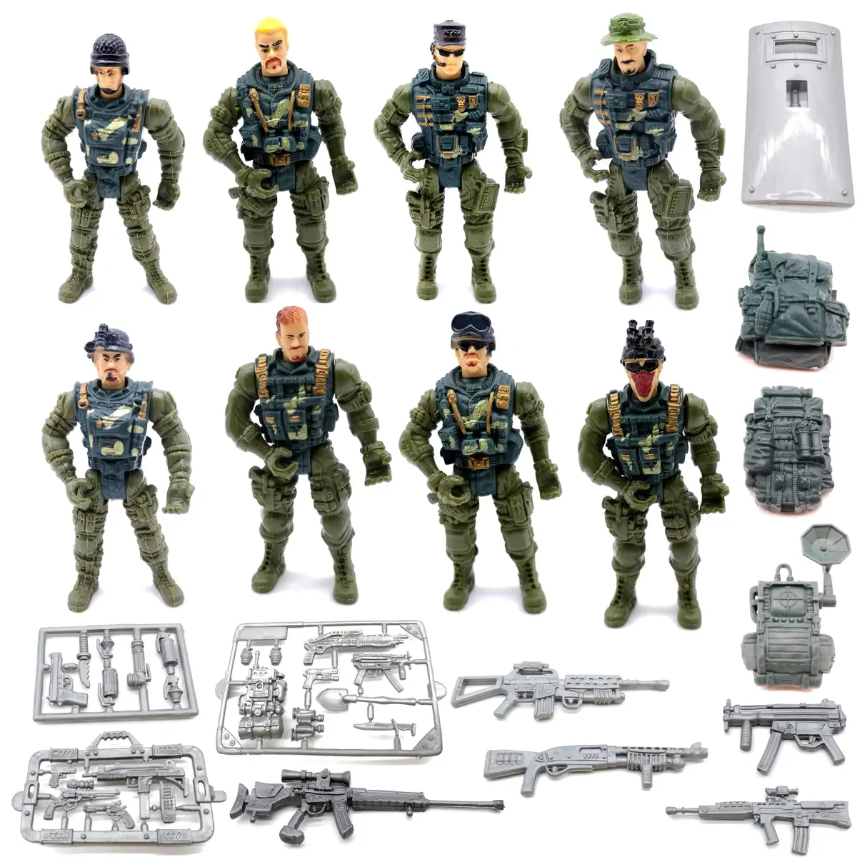 Guaishou Army Men Soldiers Action Figures 8 Pack 4 Inch (10.16 cm) | ASTM-Tested Educational Toy Playset - main product image