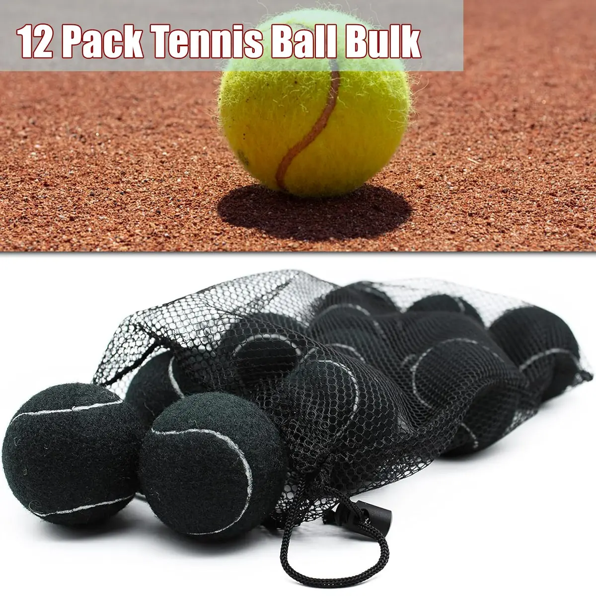 Magicorange Tennis Balls 12 Pack for Training & Pet Playing,Black | Durable Rubber & Felt, Bright Colors, Reusable Mesh Bag - view 5