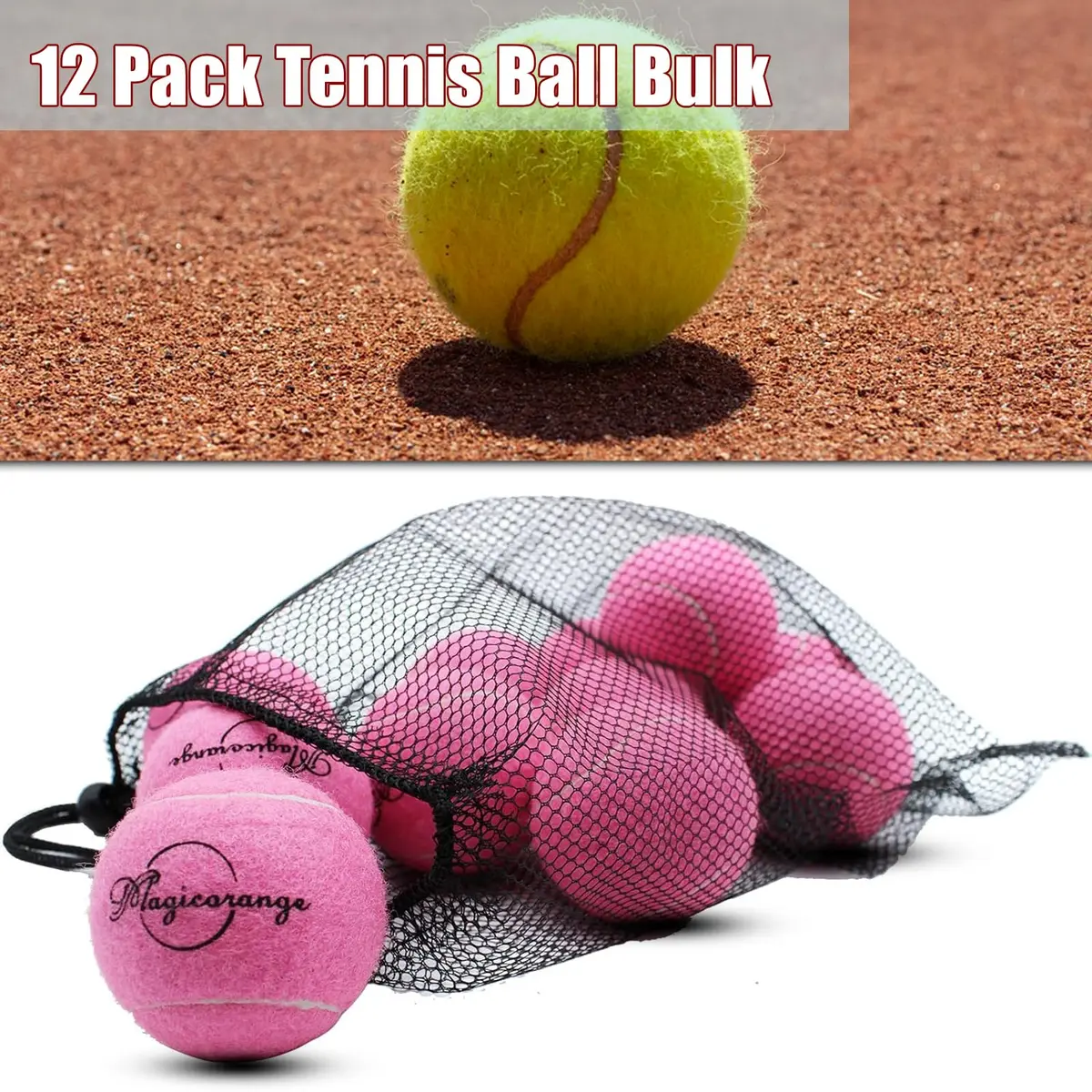 Magicorange Tennis Balls 12 Pack for Training & Pet Playing, Pink | Durable Rubber & Felt, Bright Colors - view 5