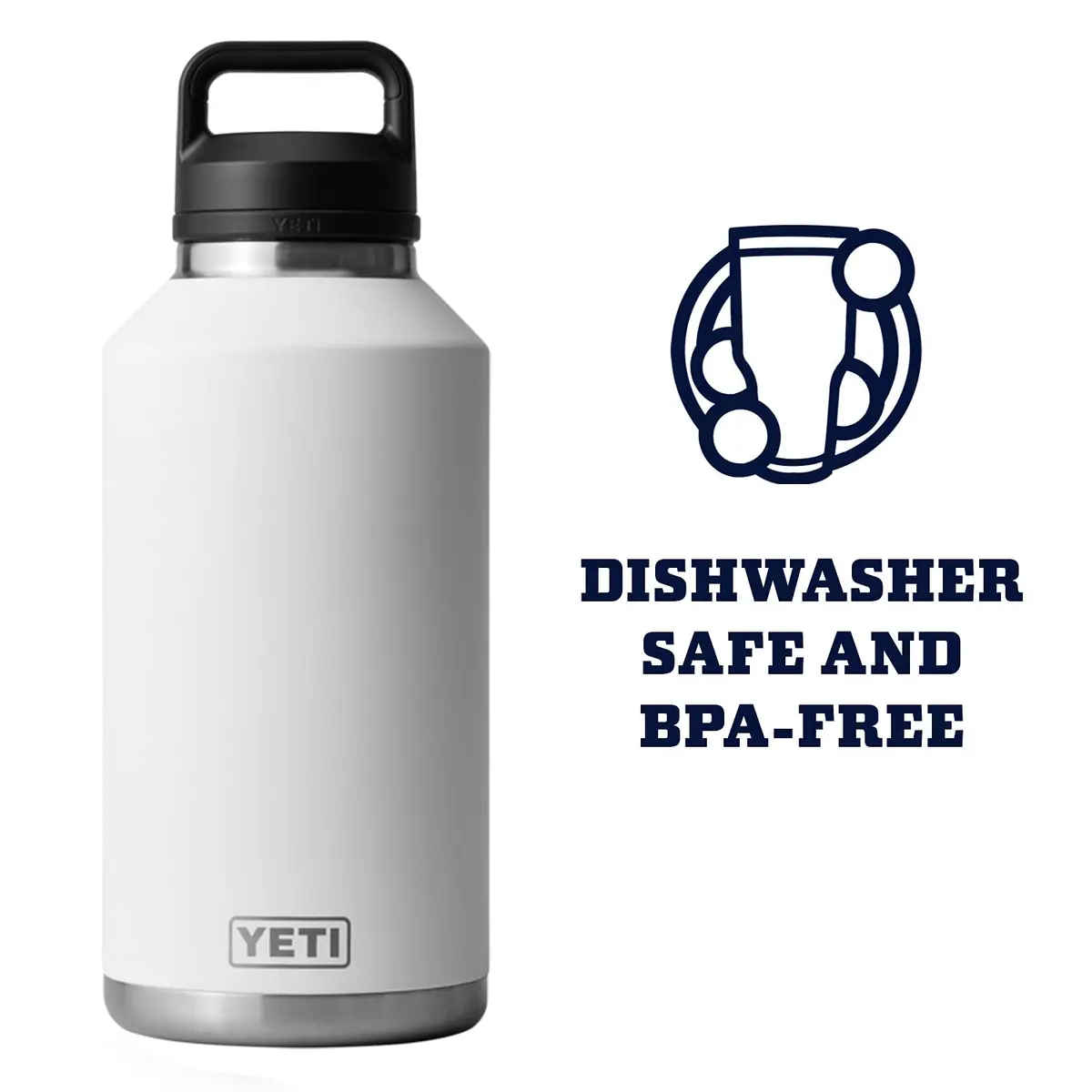 YETI Rambler 64 oz Bottle Vacuum Insulated Leakproof Stainless Steel with Chug Cap, White | Large Capacity & Durable - view 6