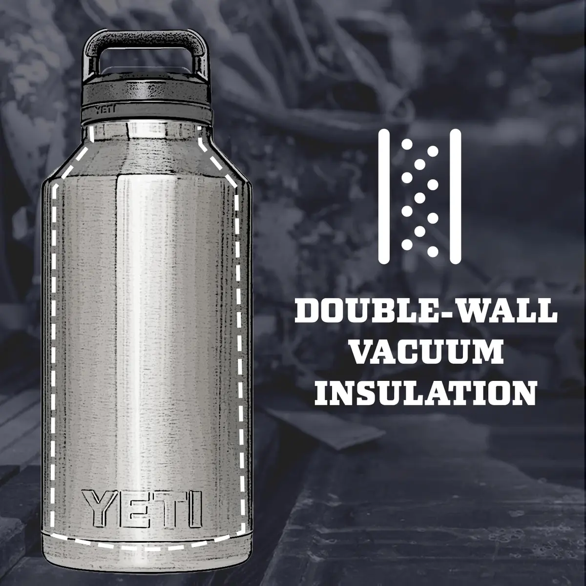 YETI Rambler 64 oz Bottle Vacuum Insulated Leakproof Stainless Steel with Chug Cap, White | Large Capacity & Durable - view 2
