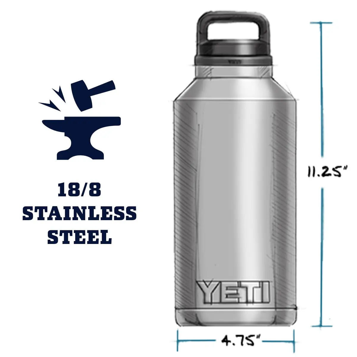 YETI Rambler 64 oz Bottle Vacuum Insulated Leakproof Stainless Steel with Chug Cap, White | Large Capacity & Durable - view 4