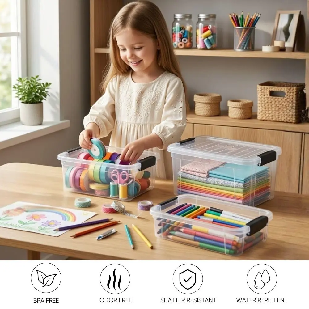 Superio 1.85 Quart Clear Plastic Storage Boxes with Lids | Stackable BPA-Free Organizer Containers for Home & Office - view 4