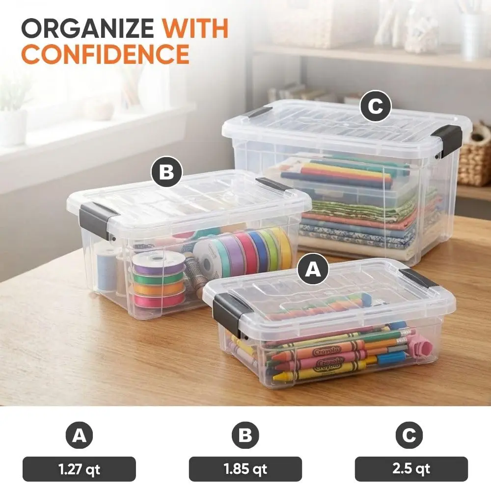 Superio 1.85 Quart Clear Plastic Storage Boxes with Lids | Stackable BPA-Free Organizer Containers for Home & Office - view 5